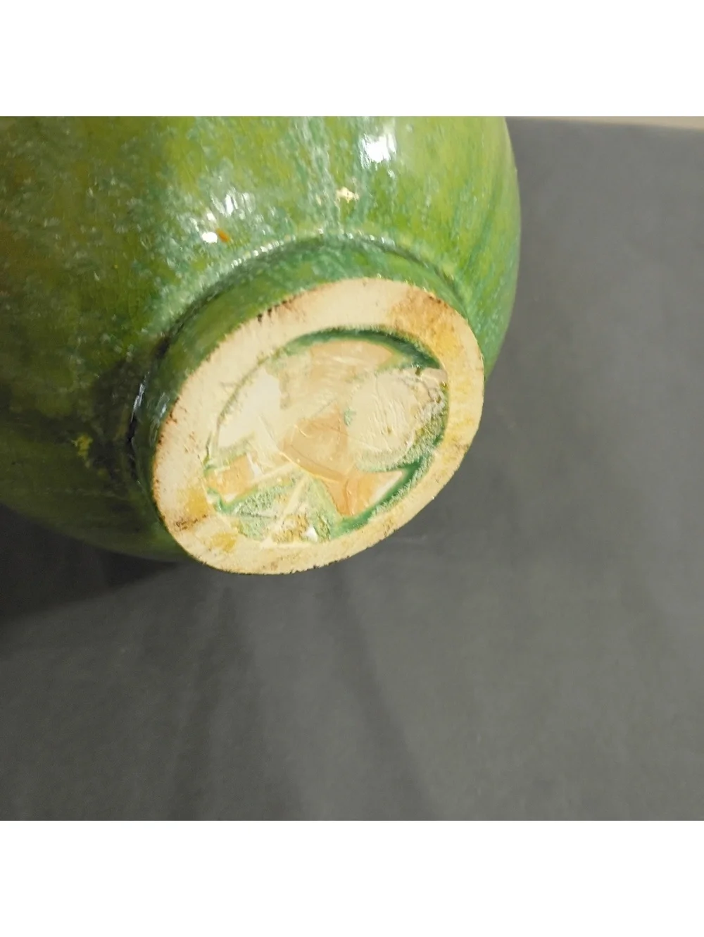 Vintage Ceramic Vase with Red and Green Glaze